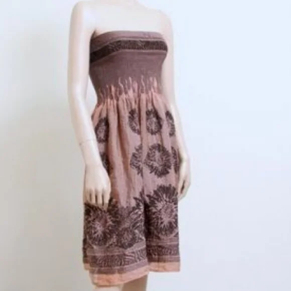 anthropologie brown strapless dress High Collar Knot Full Sleeves Bodycon Maxi Dress